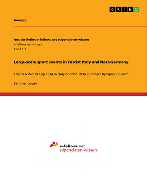 cover image of Large-scale sport events in  Fascist Italy and Nazi-Germany